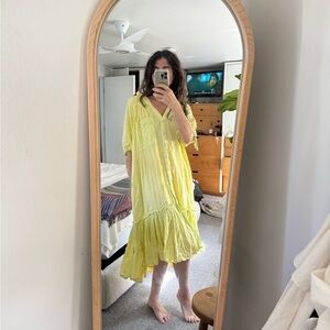 Free People Lemon Yellow Market Midi Dress